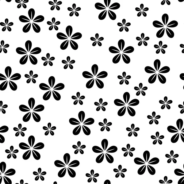 Fondo sin costura abstracto con patrón floral gráfico, contornos monocromáticos — Vector de stock