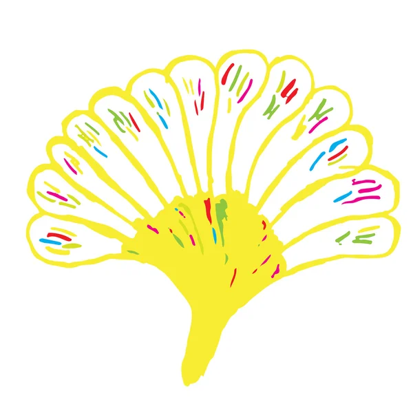 Belles fleurs colorées dessinées à la main sur un fond blanc — Image vectorielle
