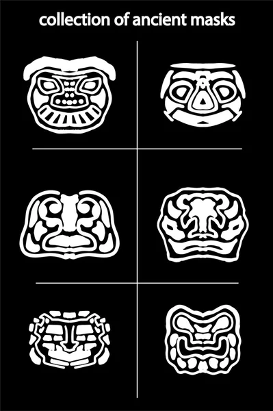 Colección de máscaras antiguas originales, para tatuaje y amuletos — Vector de stock