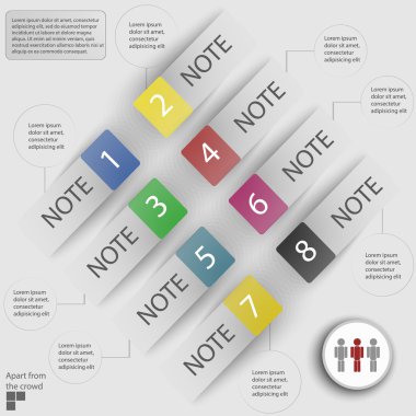 Infographics gri bir arka plan üzerinde. Etiketleri ve iş öğeleri