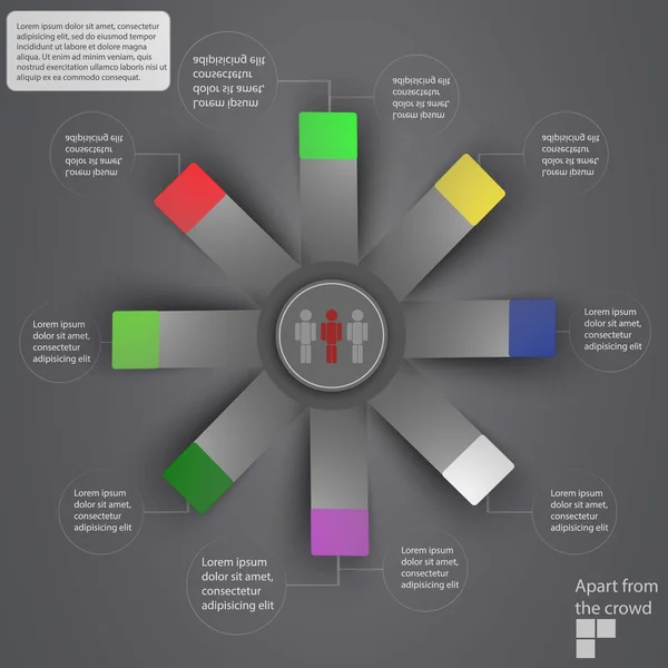 Infográficos em fundo cinza. Adesivos e itens para negócios —  Vetores de Stock