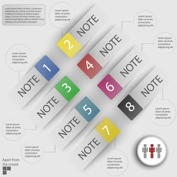 Infográficos em um fundo claro. Adesivos e itens para negócios — Vetor de Stock