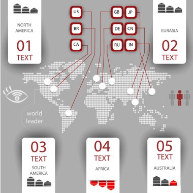 İnfographics unsurları ile Dünya Haritası
