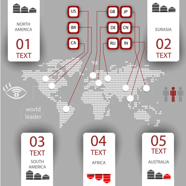 İnfographics unsurları ile Dünya Haritası