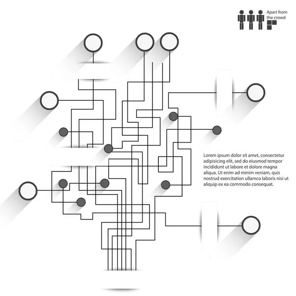 Vector circuit board background. infographic-style computer network and chip — Stock Vector