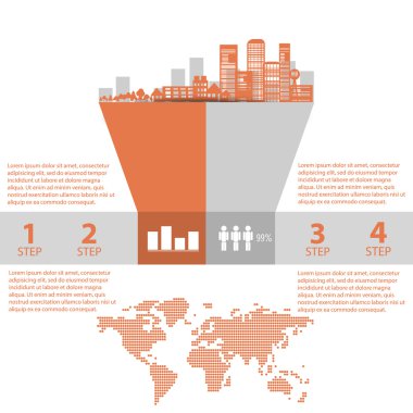 Infographics endüstriyel binalar ve yerleşim alanları, infographics ayarla ve bilgi grafiği
