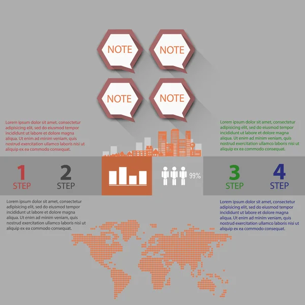 Infographics endüstriyel binalar ve yerleşim alanları, vektör infographics ayarla ve bilgi grafiği
