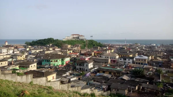 Blick Auf Die Stadt Elmina Ghana Hintergrund Eine Alte Europäische — Stockfoto