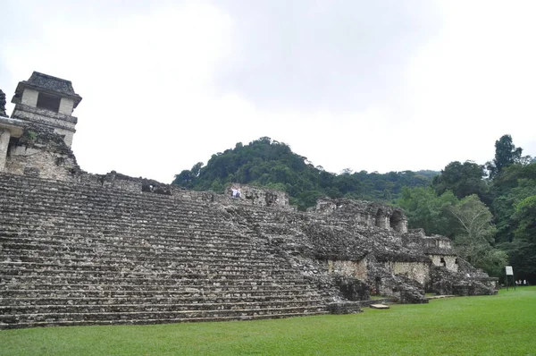 Palenque Meksika Daki Eski Maya Şehrindeki Tapınak — Stok fotoğraf