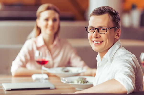 Business lunch at restaurant — Stock Photo, Image