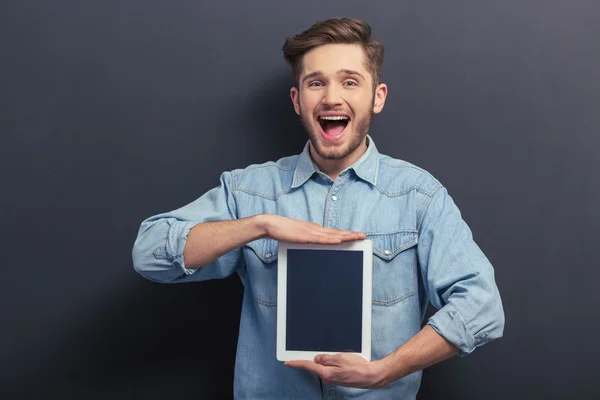 Handsome student with gadget — Stock Photo, Image