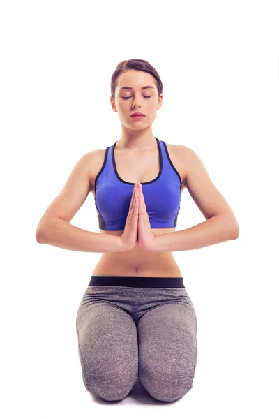 Ragazza attraente che fa yoga — Foto Stock