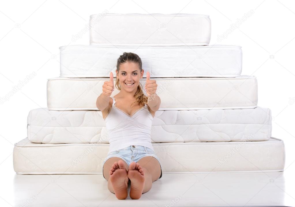 Woman and mattress