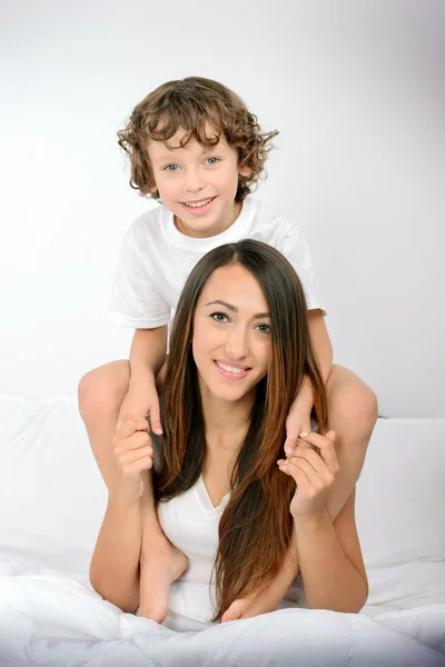 Family in the bedroom — Stock Photo, Image