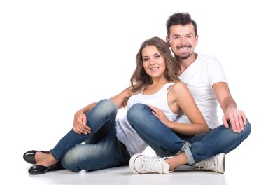 Seven çift, beyaz arka plan üzerinde izole güzel