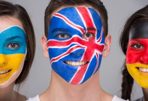 Face art. Flags. — Stock Photo, Image