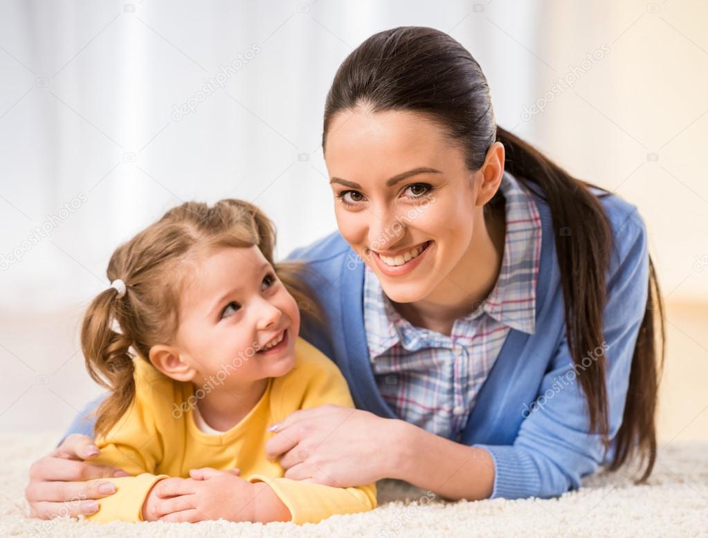 Mom with little daughter