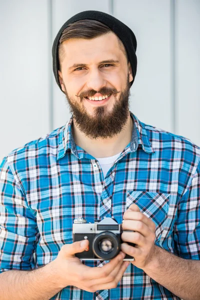 Muž dělat obrázek — Stock fotografie