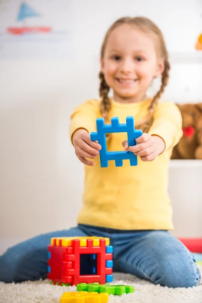 Girl with lego — Stock Photo, Image