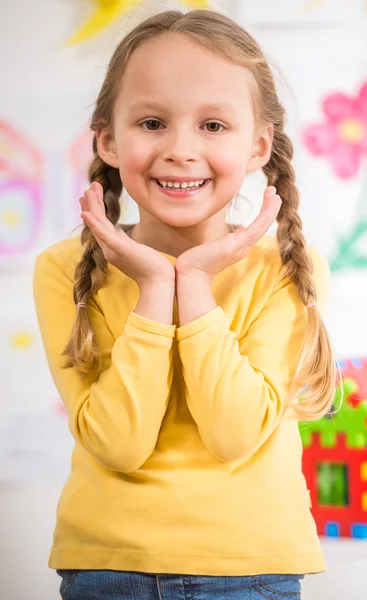 Girl with pigtails — Stock Photo, Image