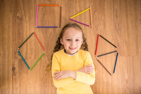 Girl with pencils — Stock Photo, Image