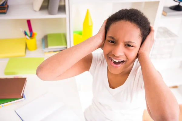 Schoolgirl at home — Stock Photo, Image