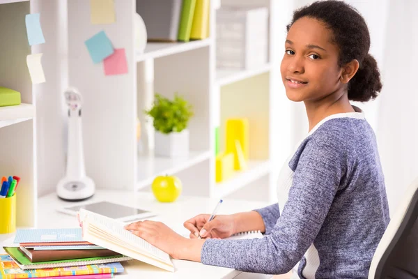 Schoolgirl at home — Stock Photo, Image