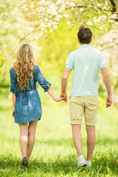 Joven Hermosa Pareja Vestida Casual Divertirse Parque Verano — Foto de Stock