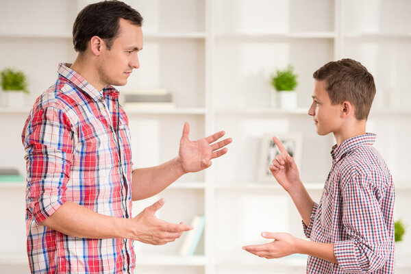 Father and son at home
