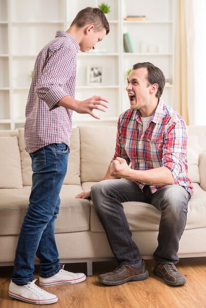 Father and son at home