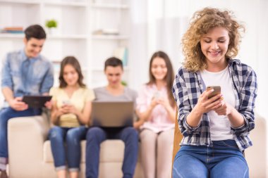 Students with gadgets