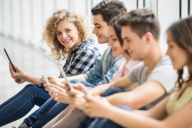 Students with gadgets