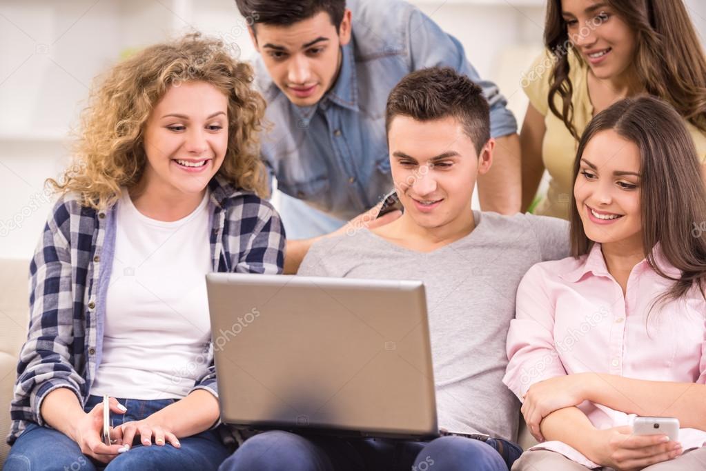 Students with gadgets