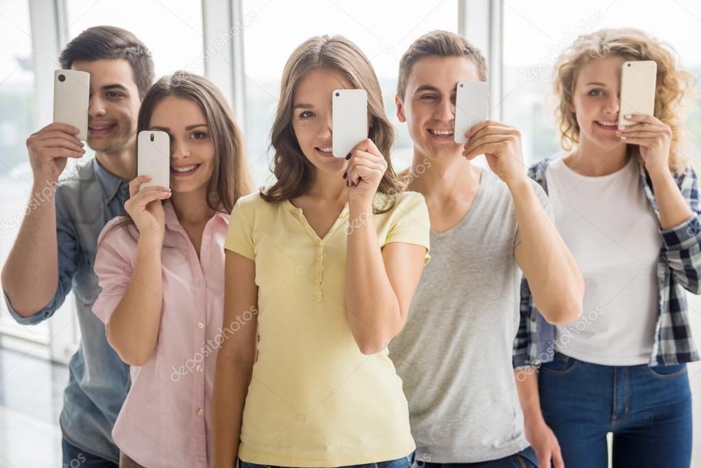 Students with gadgets