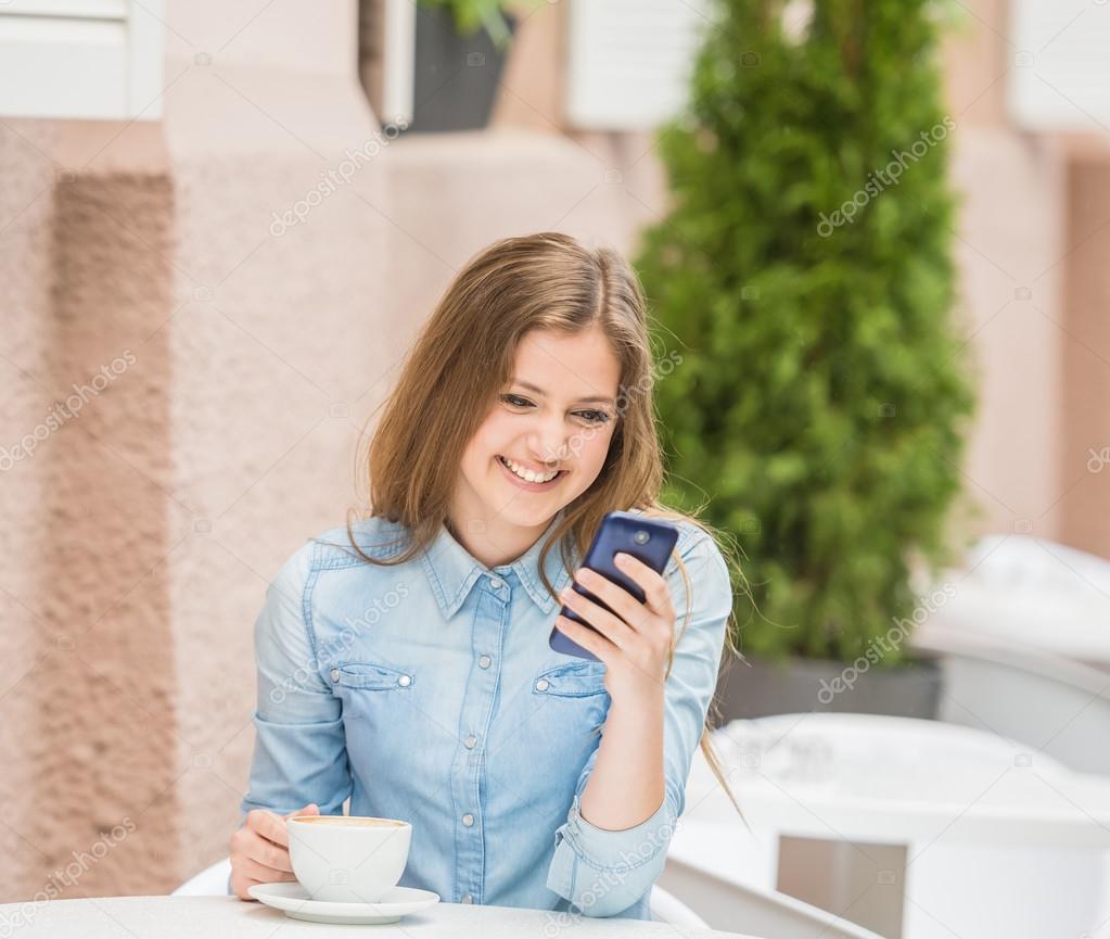 Girl in summer cafe