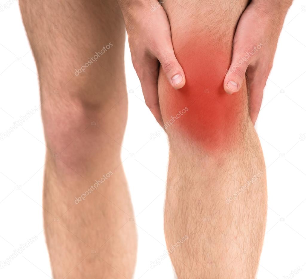 Man Having Leg Pain, Studio Shot Over White Background. Side View