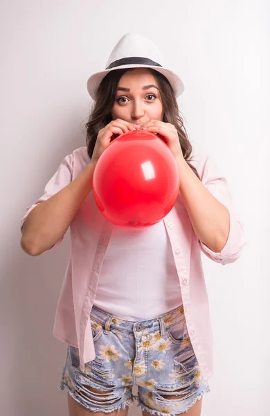 Mulher com balão — Fotografia de Stock