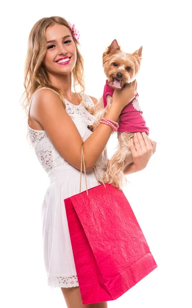 Frau mit Hund. — Stockfoto