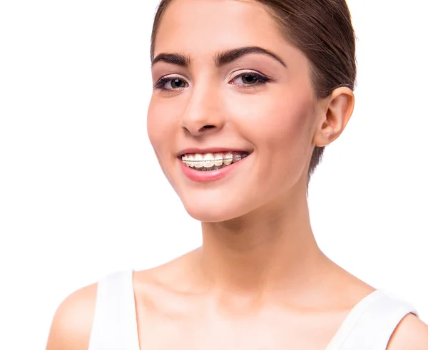 Woman with braces — Stock Photo, Image