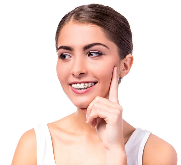 Woman with braces — Stock Photo, Image