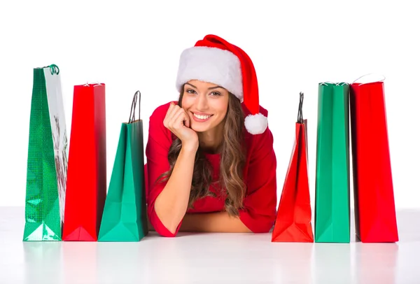 Donna che celebra il Natale — Foto Stock