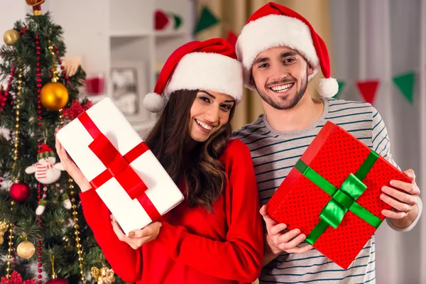 Celebrating Christmas at home — Stock Photo, Image