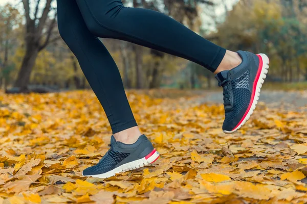 Corriendo en el parque de otoño — Foto de Stock