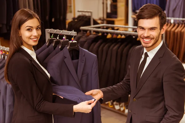 People in suit shop — Stock Photo, Image