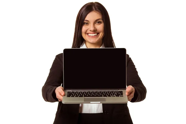 Business girl and gadget — Stock Photo, Image