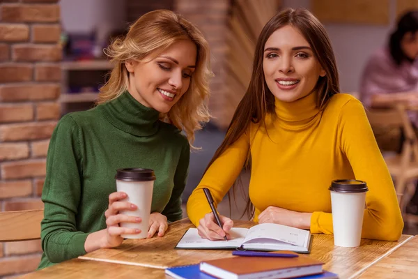 Belle ragazze in caffè — Foto Stock