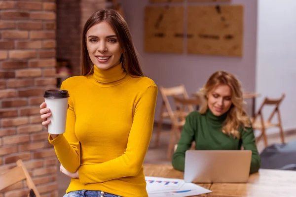 Beautiful girls in cafe — Stock Photo, Image