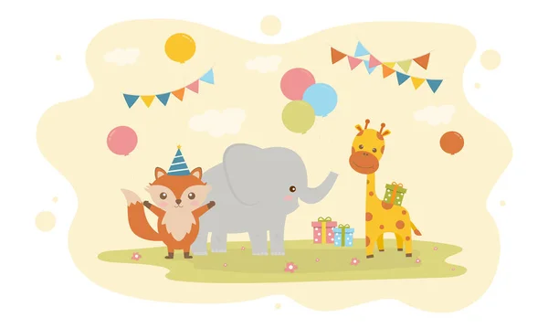 Vektorová Ilustrace Happy Birthday Dekorací Přání Pozdravu Nastavit Narozeniny Party — Stockový vektor