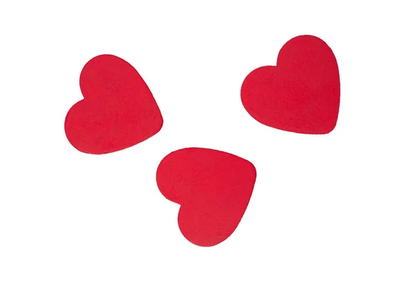 Drei Herzen Isolieren Sich Auf Weißem Hintergrund Rote Drei Herzen — Stockfoto