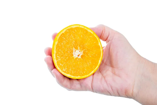 Orange Kvinna Hand Isolerad Vit Bakgrund — Stockfoto